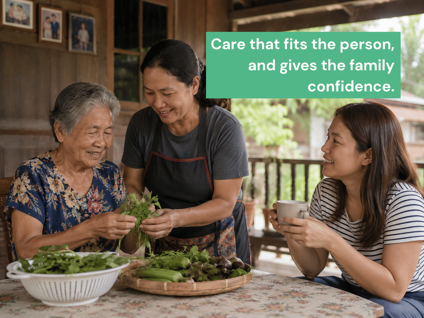 A CareFinder caregiver assisting a family member at home
